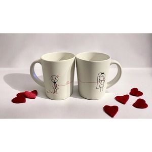 Human Touch Mugs Treat It With Love Valentines Coffee Tea Cup Hearts Set Of 2